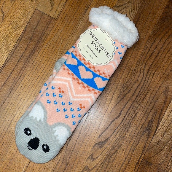 •MICHAEL & MICHELLE•NWT KOALA SOFT, COZY, NON-SLIP SHERPA CRITTER SOCKS OSFM - Picture 3 of 6